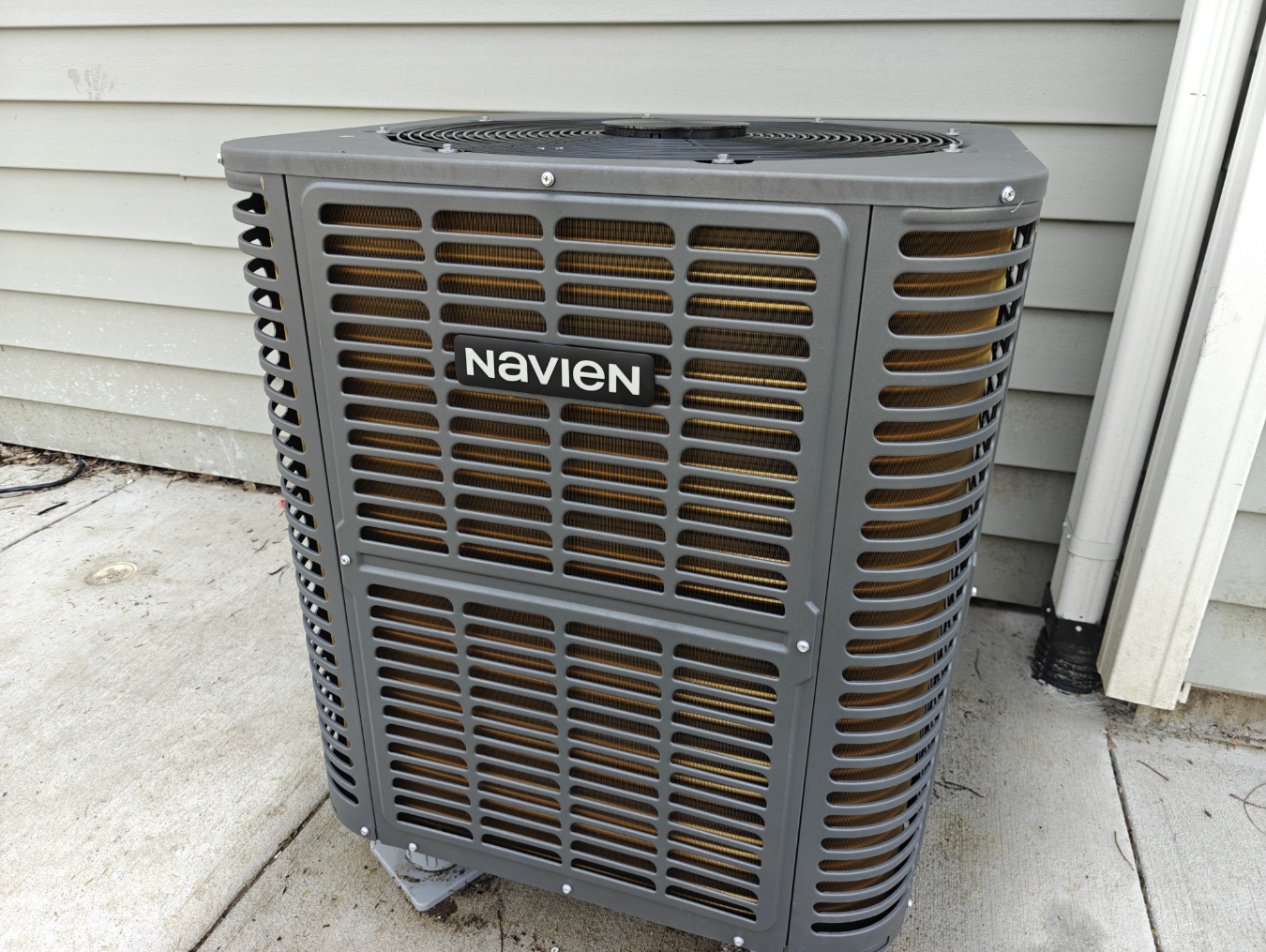 Navien outdoor condenser unit installed in Topeka Kansas